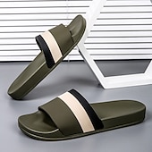 cheap Casual Sandals-Men&#039;s Sporty Slide Sandals with Red and White Stripes - Bold Footwear for Leisure and Outdoor Activities