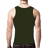 baratos Tops de ginásio-Homens Malha Íntima Top de colete Camiseta Interior camisa sem manga Sem Manga Gola Redonda Verão Tecido Moda Designer Básico Clássico Férias Rua Para Noite Preto Branco Vinho Top Tee para Homens