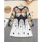 cheap 3D Butterfly Dress-Girls&#039; 3D Butterfly Dress Long Sleeve Summer Spring Vacation Daily Holiday Princess Beautiful Sweet Kids 4-12 Years Casual Dress A Line Dress Knee-length Regular Fit