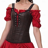 olcso Fűzők-Retró Középkori Reneszánsz Fűző Prsluk Bustier Női Kelta Fantasy Mindszentek napja Farsang Álarcos mulatság Parti Alkalmi / Napi LARP Felnőttek Fűző