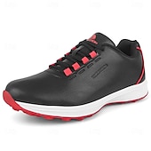 preiswerte Herren Golfschuhe-Herren Performance Golf Sneaker in Weiß mit roten Schnürsenkeln, atmungsaktive Mikrofaser, ideal für Amateurgolfer