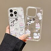 Недорогие Чехлы для iPhone-Чехол для телефона для iPhone 16e iPhone 16 iPhone 16 Pro iPhone 16 Pro Max iPhone 15 iPhone 15 Pro Max iPhone 14 Pro Max Задняя Крышка с Подставкой Ударопрочный Мультяшный TPU Акрил