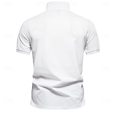 baratos Polo Elite Masculino-Homens Pólo Polo de malha Formal Trabalho Aberto para a Lateral Manga Curta Floral Botões Estampado Primavera Azul denim Branco Azul Marinha Verde cáqui Azul Claro Pólo