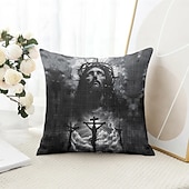 baratos Capa de almofada de férias-Capa de Almofada Decorativa de Páscoa Cruz Jesus 1PC Capa de Almofada Quadrada Macia para Quarto Sala de Estar Sofá Cadeira