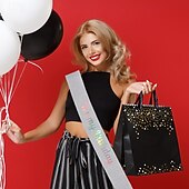 economico Forniture per Festa di Compleanno-fascia per festa di compleanno in tessuto elastico glitterato, fascia &quot;è il mio compleanno&quot;, cintura scintillante per feste per decorazioni per feste di compleanno per bambine