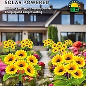 tanie Oświetlenie krajobrazowe-2szt. diodowe lampy solarne zewnętrzne 6 głowic, słonecznikowe lampy ogrodowe, oświetlenie patio, lampki choinkowe na materac, poduszkę, dom, willa, podwórko, park, ścieżka, dekoracja krajobrazu