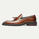 economico Mocassini in pelle premium-mocassini da uomo in vera pelle fatti a mano - scarpe eleganti con nappine marroni di prima qualità per il kentucky derby, occasioni formali e di lavoro