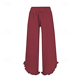 abordables Pantalones-Mujer Pantalones cortos de lino y algodón Pantalones inspirados en el lino Pantalones de lino y algodón Ropa de calle Casual Longitud total Cintura Media Plano Asimétrico Diseño de cordón elástico