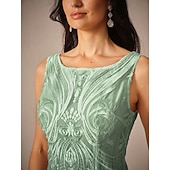 abordables Robes habillées-Femmes Robe Midi Robe Ensemble Vêtement couvrant Élégant Soirée robe demoiselle d honneur Cocktail Coupe Ample Demi Manches Col ras du cou Vert cendré Été