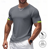 preiswerte Lässige T-Shirts für Herren-Herren T-Shirt Kurzarmshirt Kurzarm Rundhalsausschnitt Frühling &amp; Herbst Einfarbig Mode Designer Schnelltrocknend reflektierende Streifen Urlaub Straße Ausgehen Blau Marineblau Schwarz Top T-Shirt