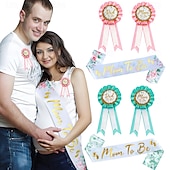 economico Forniture per eventi e feste-Kit fascia e fiore all&#039;occhiello per baby shower, set per futura mamma con spilla floreale, fascia di galateo e fiore all&#039;occhiello per futura mamma per decorazioni per feste per neonati
