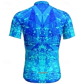 お買い得  メンズジャージ-男性用 サイクリングジャージー 幾何学模様 文字＆番号 半袖 バイク Tシャツ ジャージー 3つのリアポケット付き マウンテンサイクリング 速乾性 人間工学デザイン ウィッキング 高通気性 スポーツ 濃い紫色 ブルー スカイブルー 衣類