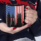 cheap Mugs &amp; Cups-Patriotic American Flag Mug Dripping USA Flag Design Black 11oz Coffee Cup Independence Day Veterans Military Gift for Men Women Dad Mom July 4th Christmas
