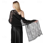 levne Šály a šátky-Retro Řvoucí 20s 20. léta 20. století šátek Wrap Přehozy přes ramena Velký Gatsby Buben dívka Třásně Pevná barva Dámské Karneval Svatební Večerní oslava Plesová maškaráda Dospělé Šátek
