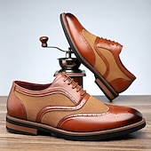 abordables Officiel-Homme Brogue Brogue Cuir PU Respirant Confortable Antidérapant À lacets Noir Jaune Rouge Automne Hiver