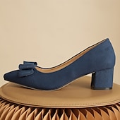 olcso Block Heels-női velúr masnis tömbös sarokpumpák – elegáns és kényelmes irodai, bulikra és különleges alkalmakra