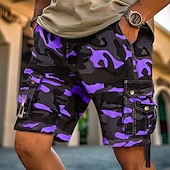 abordables Exterior-Hombre Pantalón Corto Cargo Shorts para senderismo Bolsillo Multi bolsillo Color Camuflaje Comodidad Transpirable Corto Casual chino Camuflaje rojo Camuflaje Azul Rígido