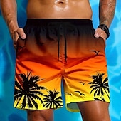 billige Tropiske planter og blomster-Herre Kokosnøttre Gradientfarge Tropiske planter Badeshorts Surfeshorts Medium Midje Hawaiisk Strandferie Sidelommer Mesh fôr Elastisk snøring i midjen Designer Klær