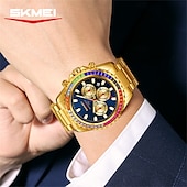 cheap Quartz Watches-SKMEI Men&#039;s Watch with Diamond Studded Rainbow Circle Three Eye Six Pin Multifunctional Quartz Watch