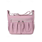 cheap Crossbody Bags-Women&#039;s Multi-Pocket Shoulder Bag – Lightweight Waterproof Nylon Crossbody Purse with Zipper Closure for Travel, Work and Daily Use Pink purple Black
