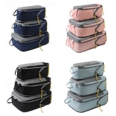 economico deposito bagagli e viaggi-set di contenitori da viaggio con cubi di imballaggio compressi, set da 3/6 cubi di imballaggio compressi per viaggi, organizer per bagagli con rete visiva per vestiti, borsa portatile leggera per