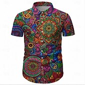 levne Topy-Retro 70. léta Tričko Aloha košile Hippie Disko Kašmírový vzor Geleneksel Pánské Plesová maškaráda Dovolená Párty Pride Parade Dospělé Tričko
