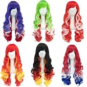 economico Parrucche di Carnevale-Parrucche sintetiche Ondulato Tessitura riccia Taglio scalato Con frangia A macchina Parrucca 28 pollici A1 A2 A3 A4 A5 Capelli sintetici Per donna Classico Comodo Colore Graduale e Sfumato