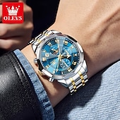 baratos Relógios Quartz-Relógio Masculino OLEVS 3675 Original Relógio de Negócios Masculino Espelho HD em Forma de Losango À Prova D&#039;Água Relógio de Cronometragem Fase Lunar Top Luxo Relógio Masculino Fashion