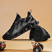 preiswerte Herren Laufschuhe-Sportliche Herren-Sneaker, auffälliges Flammen-Design in Schwarz und Rot, Sportschuhe zum Laufen und fürs Fitnessstudio