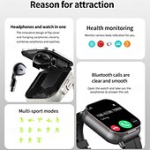 tanie Smartwatche-696 D8 Inteligentny zegarek 2.01 in Inteligentny zegarek Bluetooth EKG + PPG Krokomierz Powiadamianie o połączeniu telefonicznym Kompatybilny z Android iOS Damskie Męskie Odbieranie bez użycia rąk