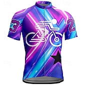 abordables Maillots pour hommes-Homme Maillot de cyclisme Manche Courte Cyclisme T-shirt Maillot avec 3 poches arrière VTT Vélo tout terrain Respirant Séchage Rapide Design Anatomique Évacuation de l&#039;Humidité Pourpre foncé Bleu