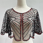 levne Šály a šátky-Retro Řvoucí 20s 20. léta 20. století šátek Wrap Přehozy přes ramena Velký Gatsby Buben dívka Flitry Maškarní kostým Dámské Karneval Svatební Večerní oslava Plesová maškaráda Dospělé Šátek