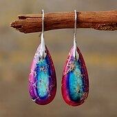 abordables Boucles d&#039;oreilles-Femmes Boucles d&#039;oreilles Poire Goutte Élégant Des boucles d&#039;oreilles Bijoux Argent / Fuchsia foncé / Brun claire Pour Mariage Soirée 1 Paire