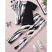 halpa Tytön 3D-näkö ja loisto-Tyttöjen 3D Painettu Pyjama-setit Tee &amp; Pants Pyjama-setit Lyhythihainen 3D-tulostus Kesä Kevät Aktiivinen Perus Lapset 4 vuotta + Tiukka pyöreä kaula-aukko Koti Päivittäin Normaali