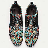 cheap Exquisite Embroidery Shoes-Men&#039;s Black and Turquoise Jacquard Brocade Dress Shoes, Eye-Catching Design, Ideal for Party Wear and Festive Occasions