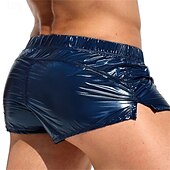 お買い得  メンズのボクサーパンツ-男性用 １枚 ボクサー ボクサーパンツ 弾性ウエスト ナイロン 高通気性 ソフト 快適 平織り ミッドライズ ネイビーブルー