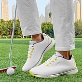 preiswerte Herren Golfschuhe-Herren Performance Golf Sneaker in Weiß mit roten Schnürsenkeln, atmungsaktive Mikrofaser, ideal für Amateurgolfer