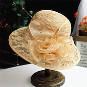 billige Partyhatter-Hatter polyester Solhatt Bryllup Ferie Te Fest Hesteløp cocktail Elegant Årgang Solbeskyttelse Med Blomster Hodeplagg Hodeplagg