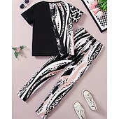 halpa Tytön 3D-näkö ja loisto-Tyttöjen 3D Painettu Pyjama-setit Tee &amp; Pants Pyjama-setit Lyhythihainen 3D-tulostus Kesä Kevät Aktiivinen Perus Lapset 4 vuotta + Tiukka pyöreä kaula-aukko Koti Päivittäin Normaali