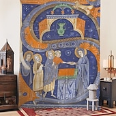 cheap Medieval Tapestry-Medieval Tapestry Middle Age Tapestry Gothic Art Large Tapestry Mural Decor Photograph Backdrop Home Bedroom Living Room Manuscript Illumination with the Beheading of Saint Paul in an Initial S