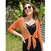 voordelige moeders wikkels-Damesomslag Elegant 3/4 mouw Chiffon Bruiloftsomslagen Met Pure Kleur Voor Feest Lente zomer