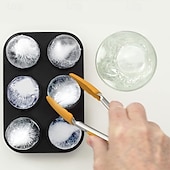 levne Pomůcky na led-Forma na whisky ledové koule - silikonový formiček o průměru 4,5 cm s individuálním víkem pro snadné plnění a vyjímání - 6 kulatých formiček na koktejly a bourbon