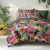 cheap 100% Cotton-Floral Duvet Cover Set 100% Cotton Soft and Breathable Bedding Featuring Colorful Flowers Lightweight and Durable Quilt Cover Comfortable for All Seasons Easy to Care