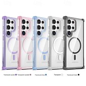 ieftine Carcasă Samsung-telefon Maska Pentru Samsung Galaxy S24 Ultra Plus S24 FE S23 Ultra Plus S22 Plus Ultra Capac Spate Magnetic Acceptă încărcarea fără fir Anti Șoc Retro PC