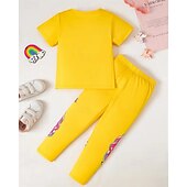 baratos Desenho animado 3D da menina-Para Meninas 3D Unicórnio Conjuntos de pijama Conjuntos de pijama com camiseta e calça Manga Curta Impressão 3D Verão Primavera Ativo Básico Infantil 4 anos + Gola Redonda Casa Diário Normal