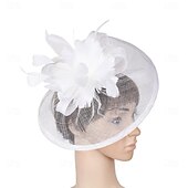 billiga Hattar och fascinators-Huvudbonad Faux Linne Fjädrar Bröllop Kvällsfest Elegant Bröllop Med Fjäder Hårbonad Huvudbonader