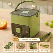 voordelige Keukenapparatuur-48 ijsblokjesmachine met eenvoudig te openen deksel - grote capaciteit dubbellaags ontwerp voedselveilige kunststof opberglade geschikt voor invriezen - geweldig voor whisky en cocktails essentiële