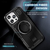 Недорогие Чехлы для iPhone-телефон Кейс для Назначение iPhone 16 Про Макс Плюс Айфон 15 Про Макс Плюс iPhone 14 13 12 Pro Max Plus Кейс на заднюю панель Кольца-держатели Защита от удара Ретро ТПУ ПК
