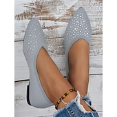 abordables Sandalias planas de mujer-Zapatos planos con punta puntiaguda y cristales Flyknit para mujer: elegantes y brillantes zapatos sin cordones para ocasiones especiales y uso diario.