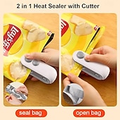 cheap Kitchen Utensils &amp; Gadgets-Mini Bag Sealer, Handheld Heat Sealer for Plastic Bags, Portable Snack Sealing Machine for Home Kitchen, Easy Hand Press Seal &amp; Reseal, Food Storage Saver